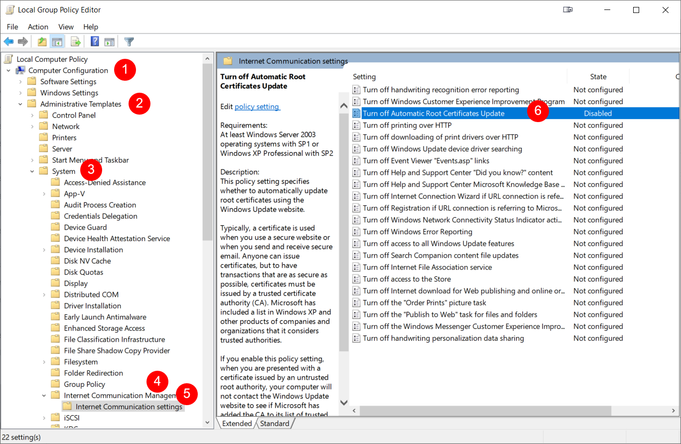 Windows: Tự động cập nhật Chứng chỉ gốc - Trusted Root Certificates